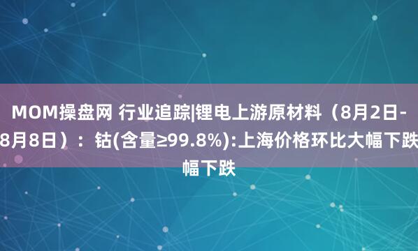 MOM操盘网 行业追踪|锂电上游原材料（8月2日-8月8日）：钴(含量≥99.8%):上海价格环比大幅下跌